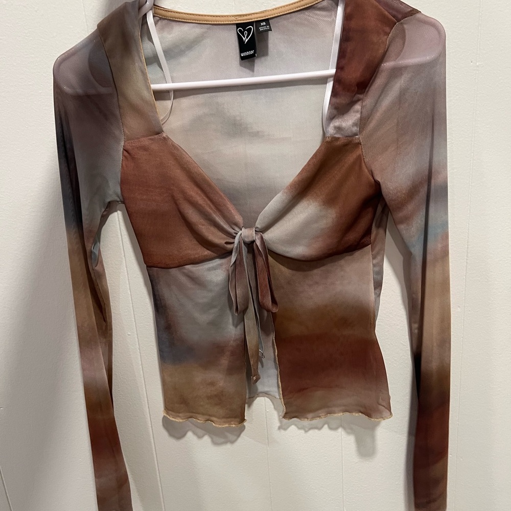 Windsor Multicolor Tie-Front Blouse